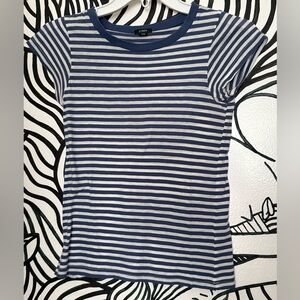 J. Crew Blue and White Striped Baby Tee women XS